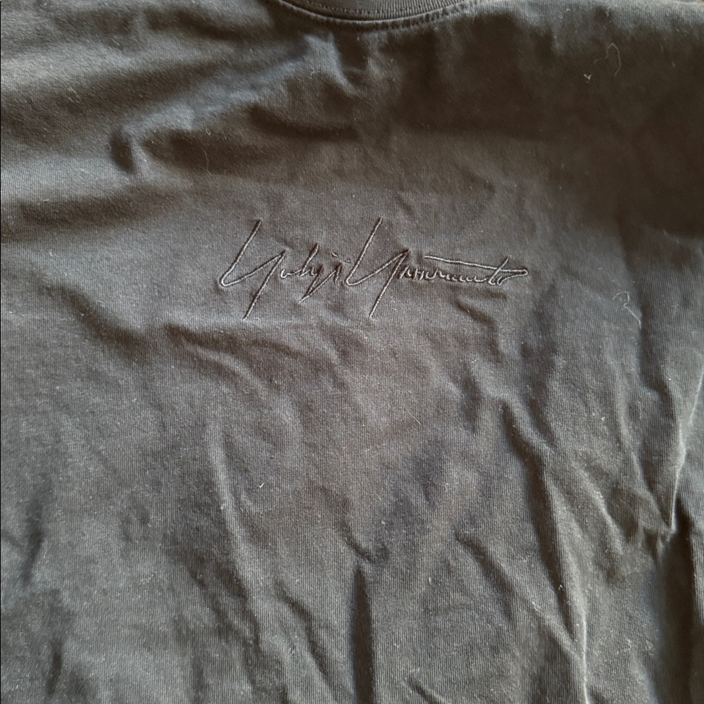 YOHJI YAMAMOTO Black Grey Logo Cotton Crew Neck Pullover - Picture 3 of 4